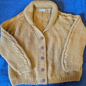 Wool Alpaca Handknit Shawl Collar Cardigan